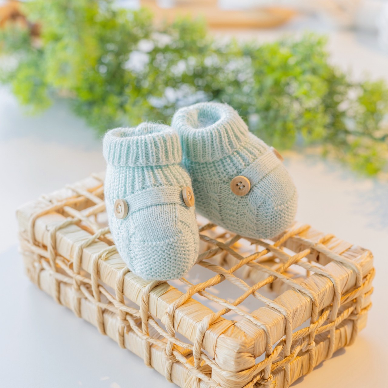 Sapatinho de linha Botão Verde Agua Plix